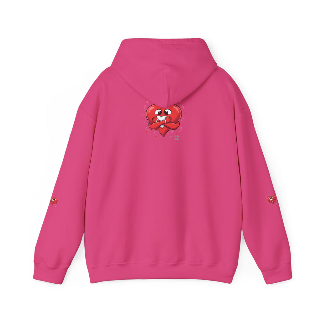 Graphic Heart Unisex Heavy Blend Hooded Sweatshirt | Red Heart Cartoon Sweatshirt