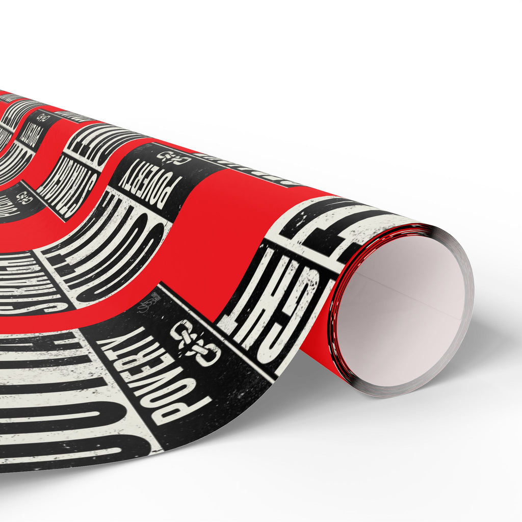 Straight Outta Poverty Wrapping Paper - Red, Black, White