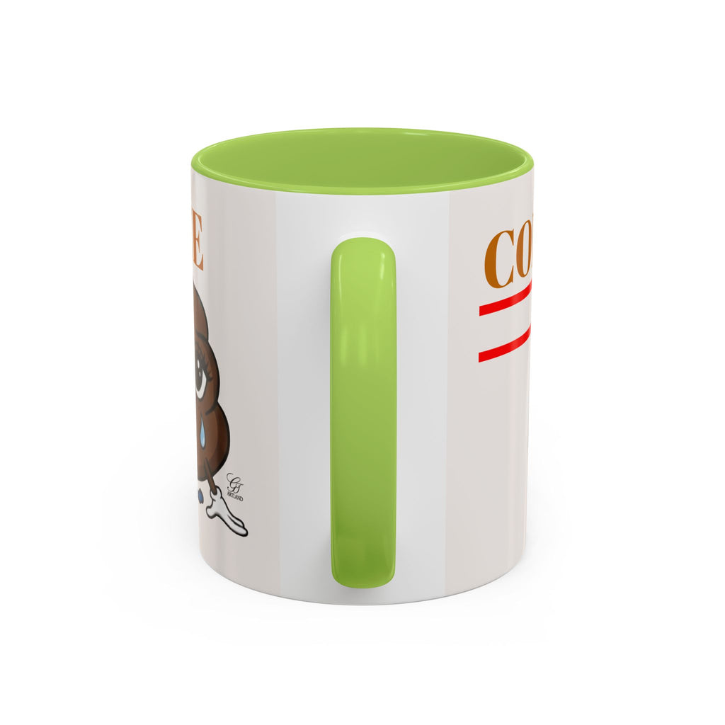 Coffee Mug — Sad Coffee Poop Emoji Designer Toon Accent Mug (11/15oz) by GT Artland