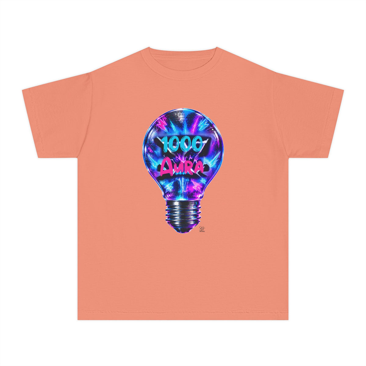 Colorful Light Bulb Youth T-Shirt -"1000 AURA" Graphic T-Shirt