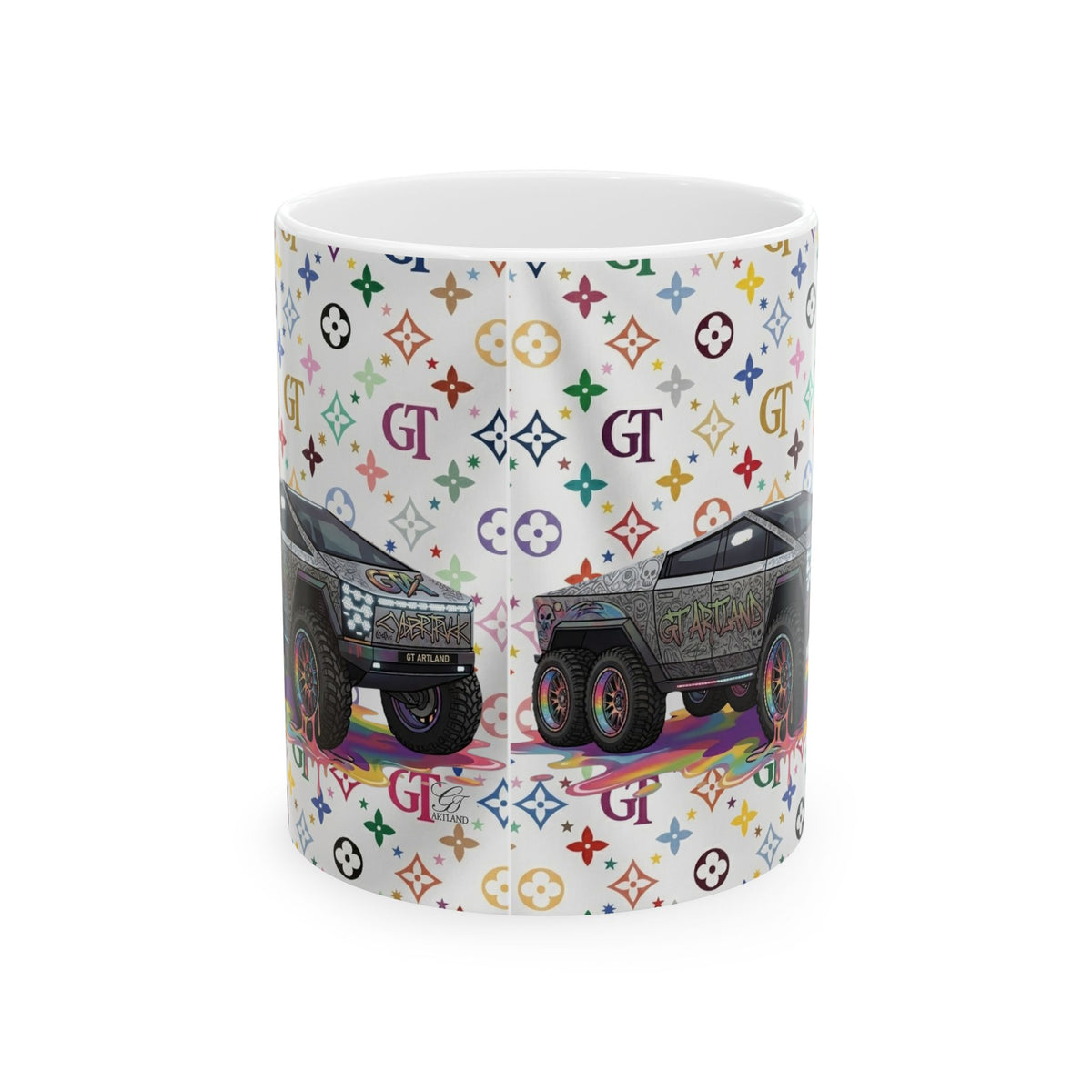 Colorful Luxury Pattern 6x6 Truck Mug | Ceramic Coffee Cup, 11oz or 15oz by GT Artland