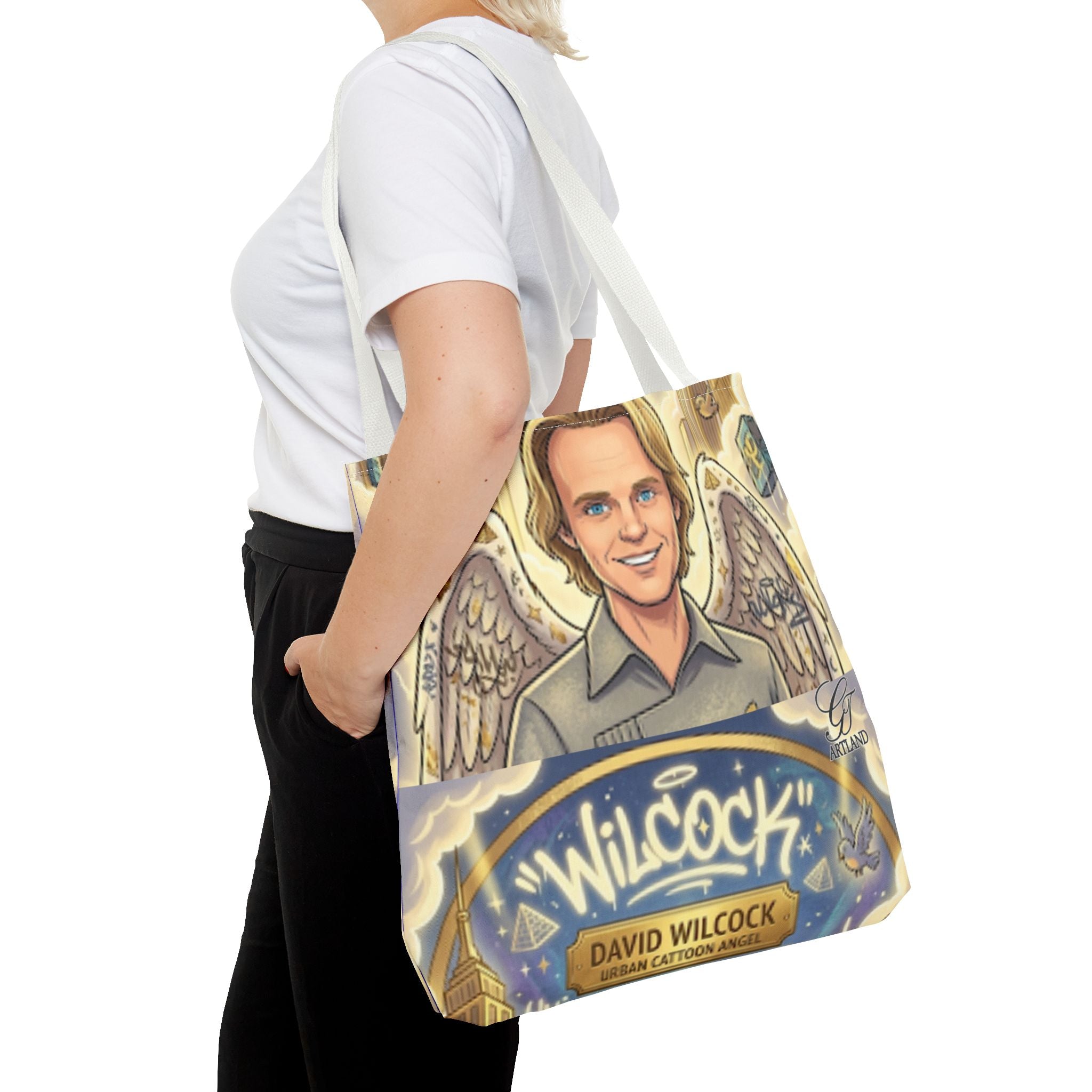 Wilcock Angel Wings Portrait Tote Bag – Illustrated Memorial/Tribute Carryall by GT Artland