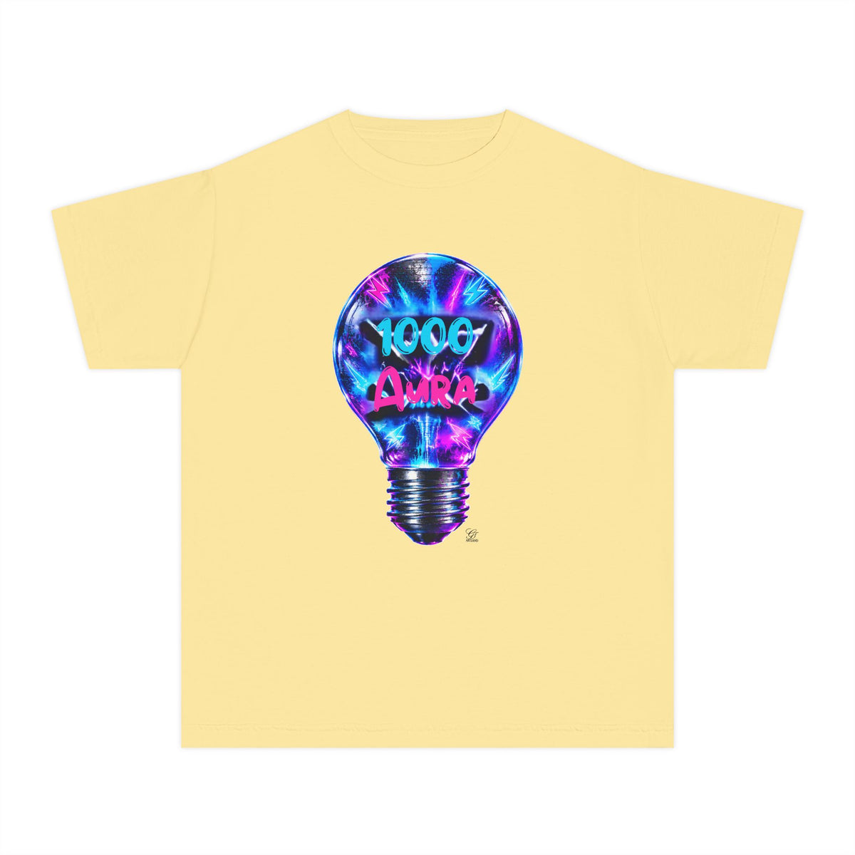 Colorful Light Bulb Youth T-Shirt -"1000 AURA" Graphic T-Shirt