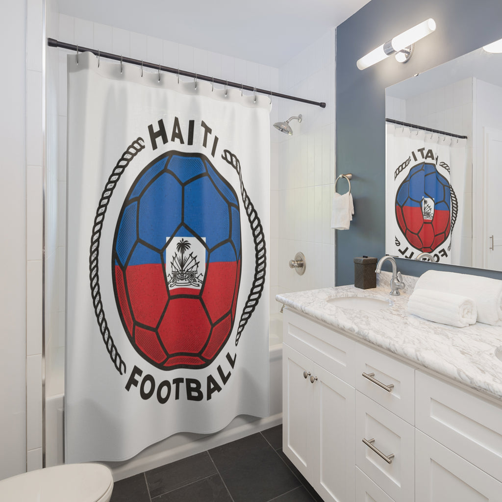 Copy of Copy of Copy of Haiti Football Soccer Ball Shower Curtain | Haitian Flag Emblem