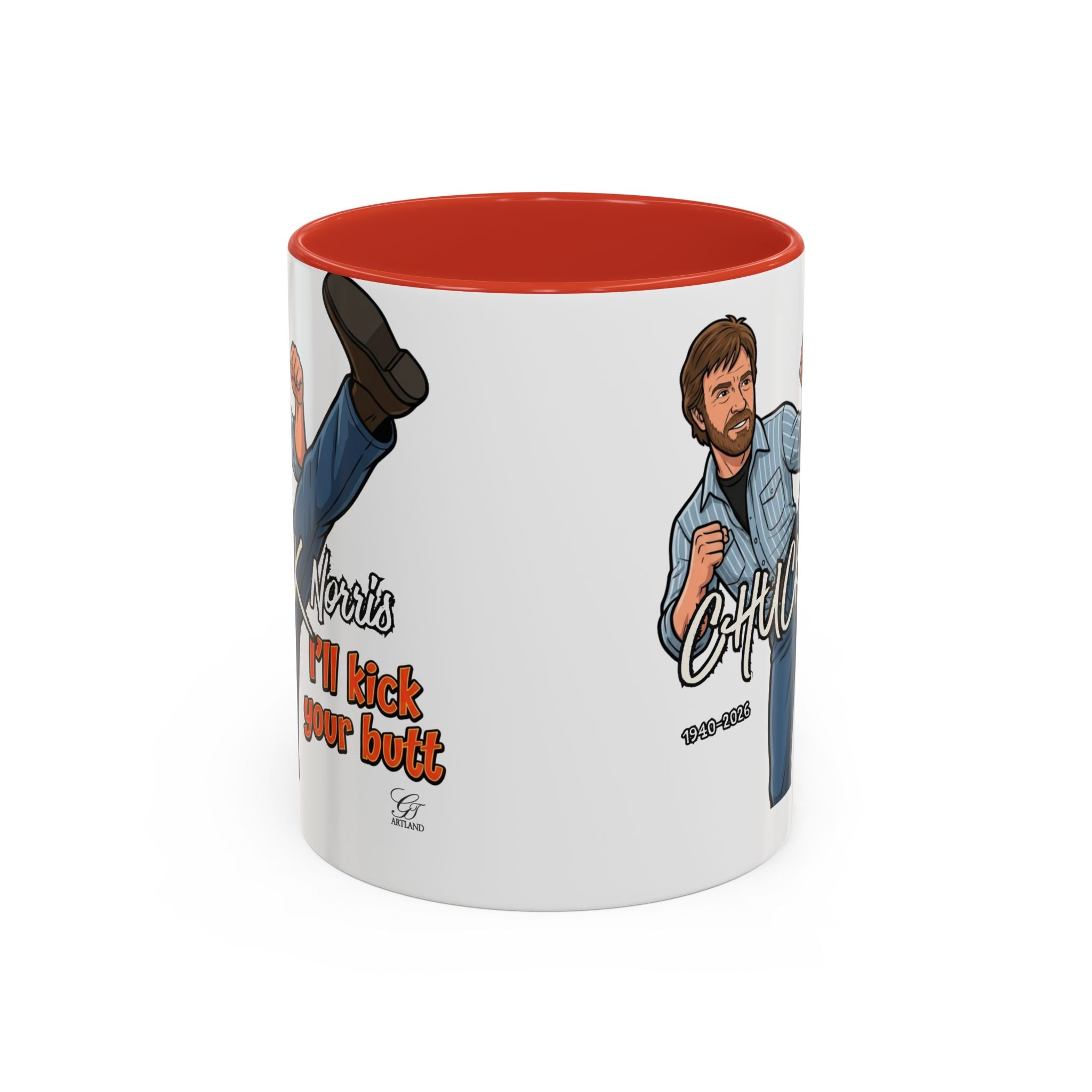 Martial Arts Chuck Norris Kick Butt Humor Character Mug | Accent Coffee Mug by GT Artland