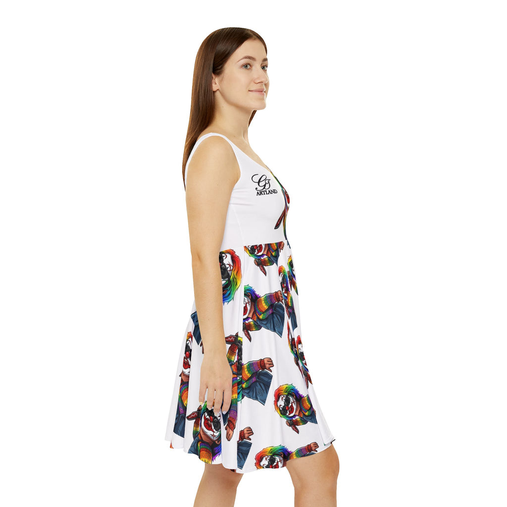 Rainbow Psycho Slasher Halloween Dark Horror Skater Dress by GT Artland