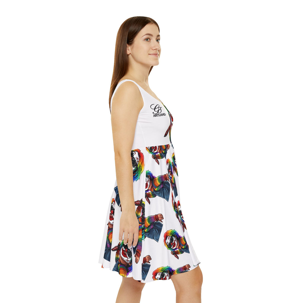 Rainbow Psycho Slasher Halloween Dark Horror Skater Dress by GT Artland