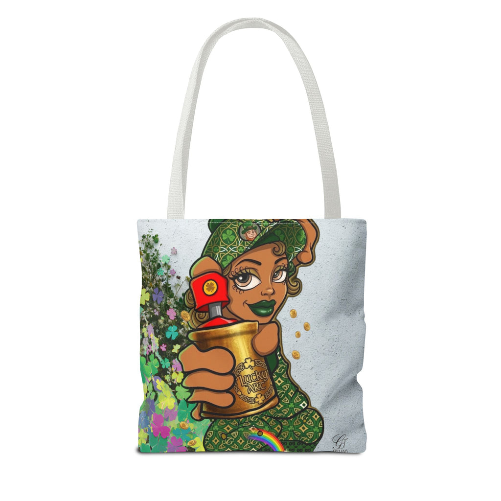 "Lucky Art" Spray Can Ebony Girl St Patrick Theme Designer Tote Bag by GT Artland