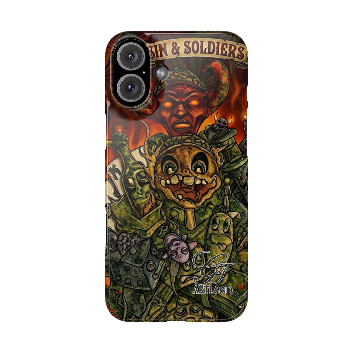 Devils Army Illustration Slim Phone Case | Horror Soldier Art by GT Artland