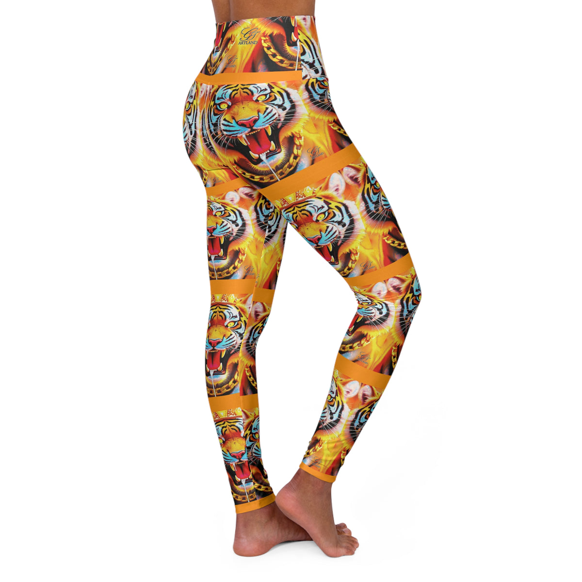 Tiger Monogram Fire King High Waisted Yoga Leggings by GT Artland