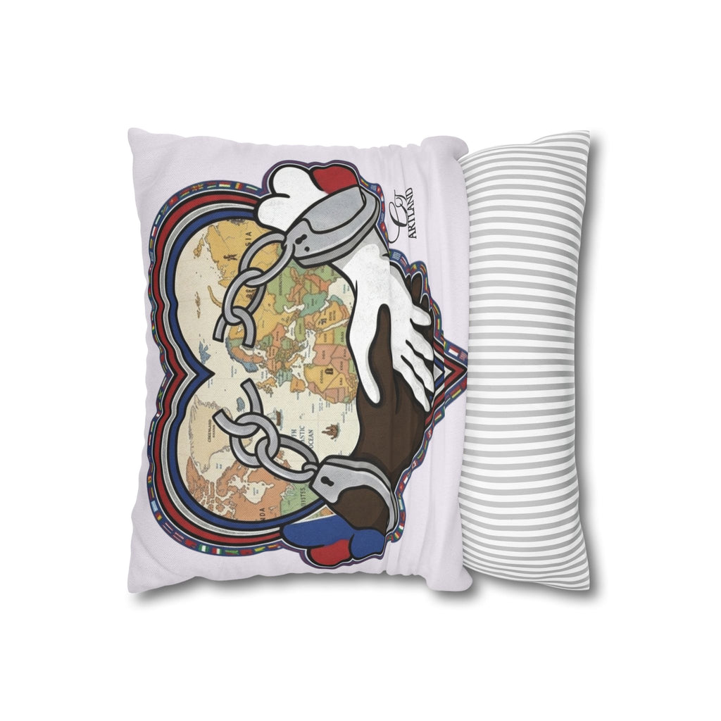 Interracial Handshake Heart Pillowcase | Decorative Throw Pillowcase by GT Artland