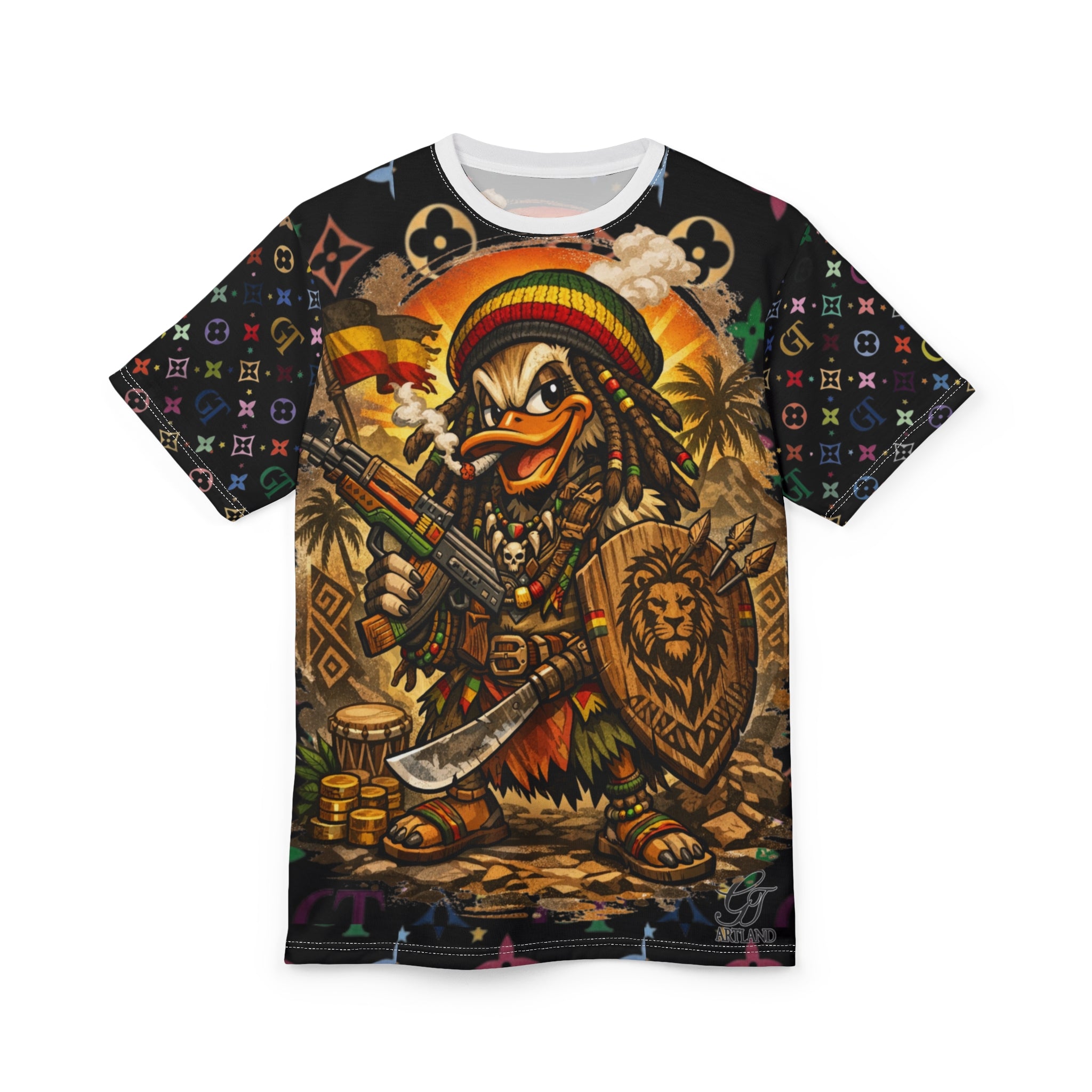 Rastafarian Warrior Duck Designer High Fashion T-Shirt | All-Over Print Tee by GT Artland