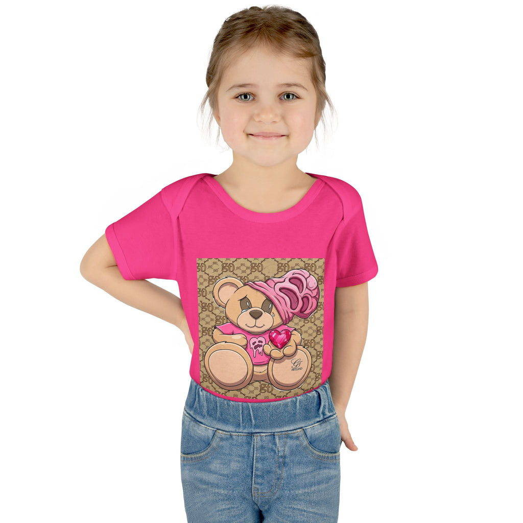 Pink Heart Teddy Bear Infant Bodysuit by GT Artland