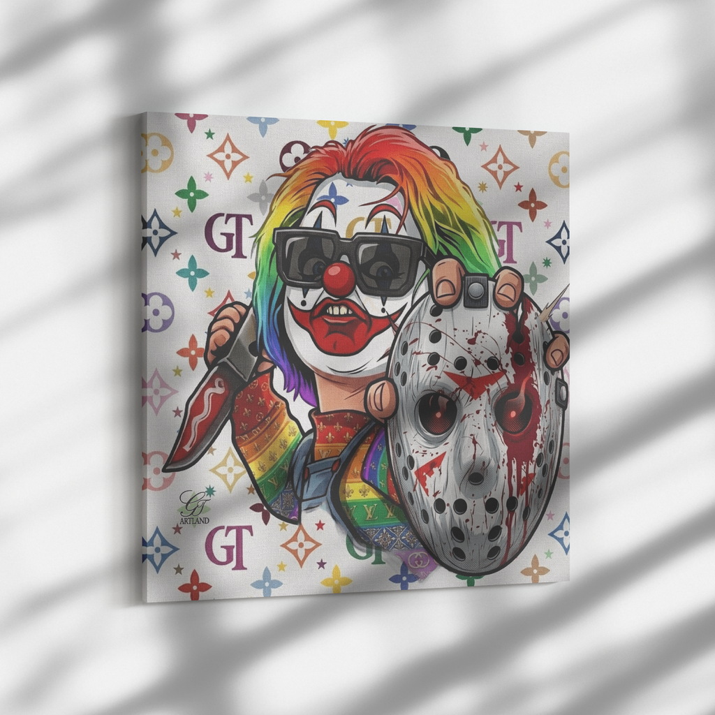 Rainbow Slasher Horror Lux Monogram Designer Canvas Wrap by GT Artland