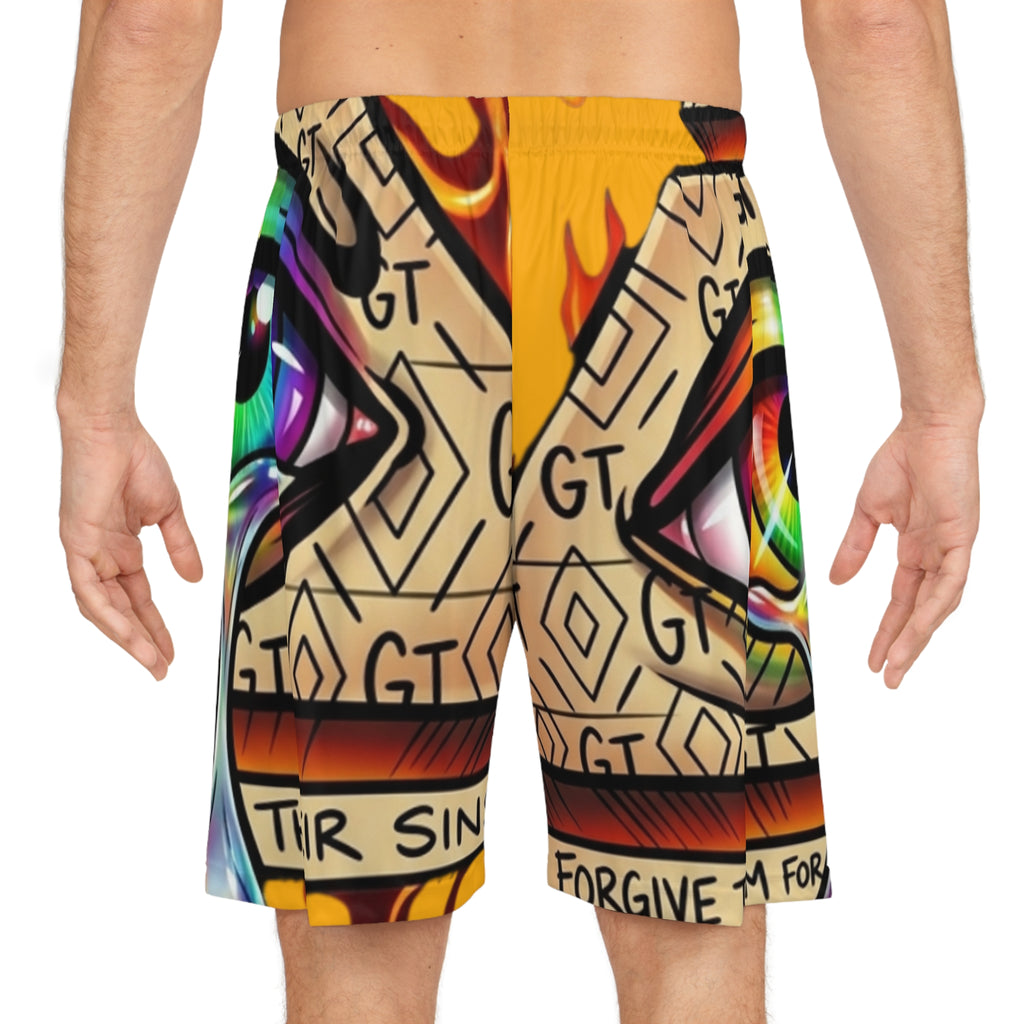 Psychedelic Eyes Pattern Basketball Shorts | Print by GT Artland