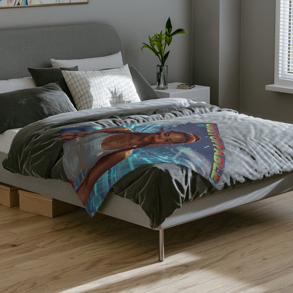 "Unstoppable" Woman Velveteen Microfiber Blanket - Throw