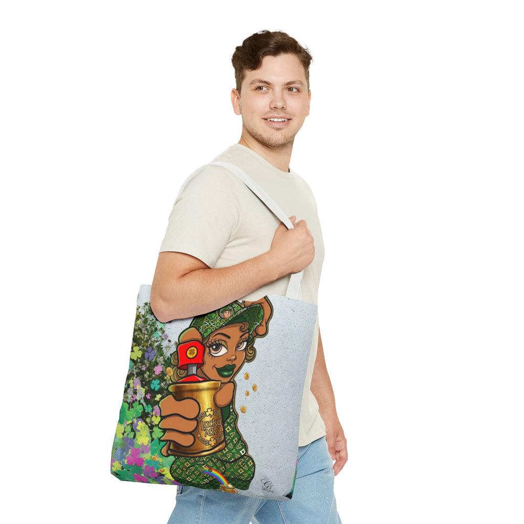 "Lucky Art" Spray Can Ebony Girl St Patrick Theme Designer Tote Bag by GT Artland