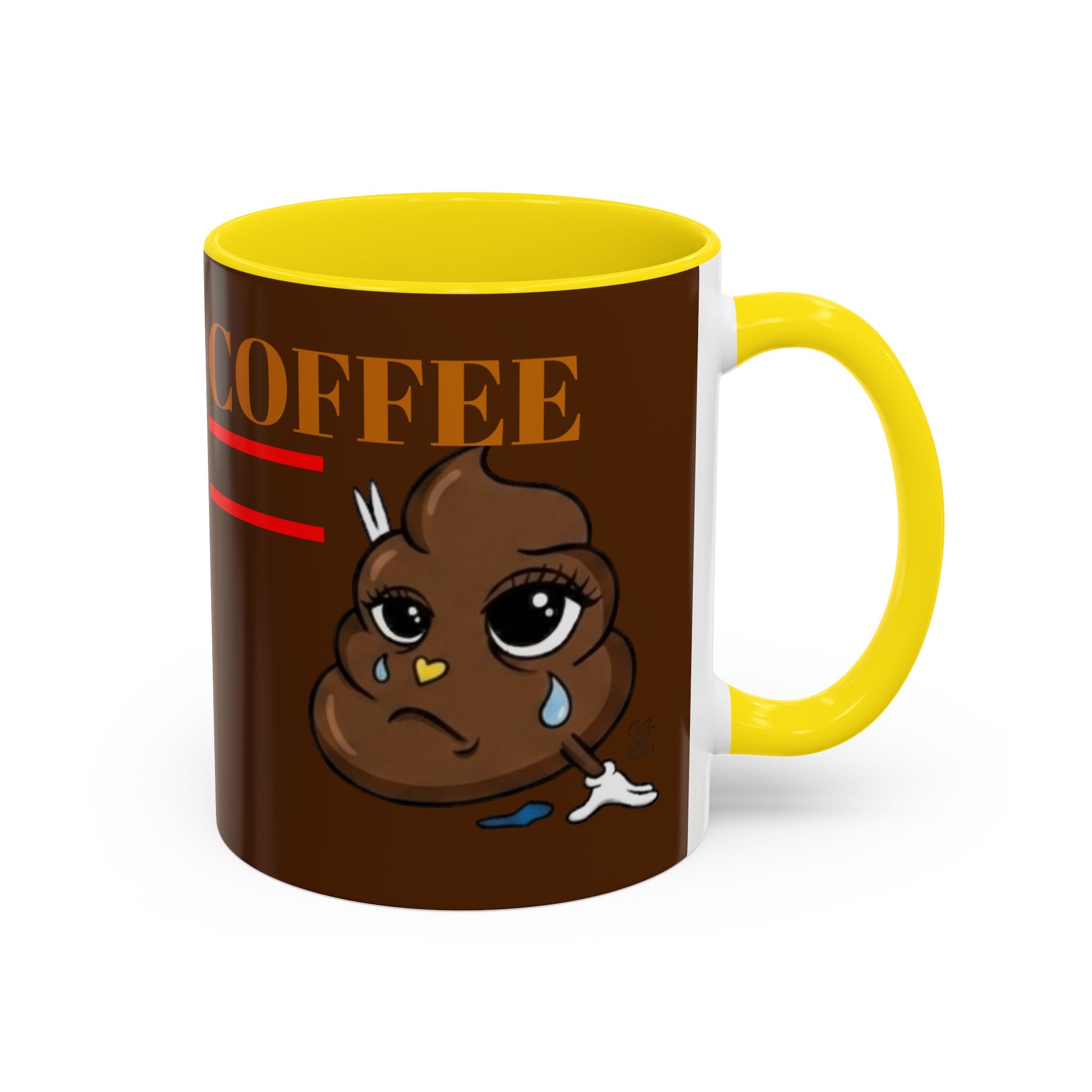 Coffee Mug — Cute Crying Poop Character "Coffee = Pooo" Accent Ceramic Mug by GT Artland