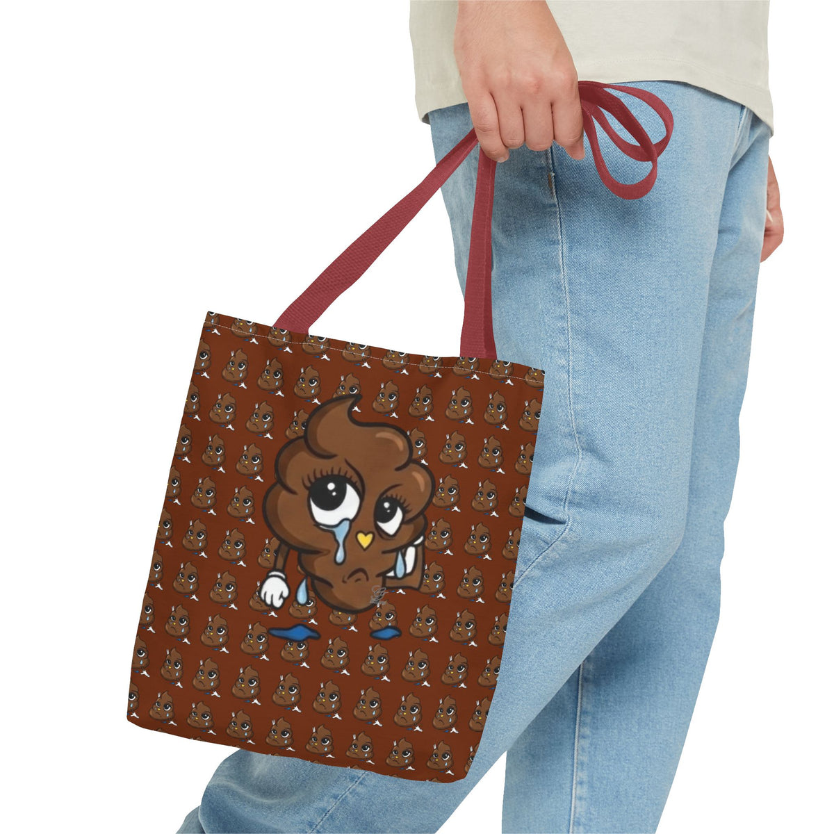 Glizzee Cute Poop Character Tote Bag | All Over Print Cartoon Pattern by GT Artland