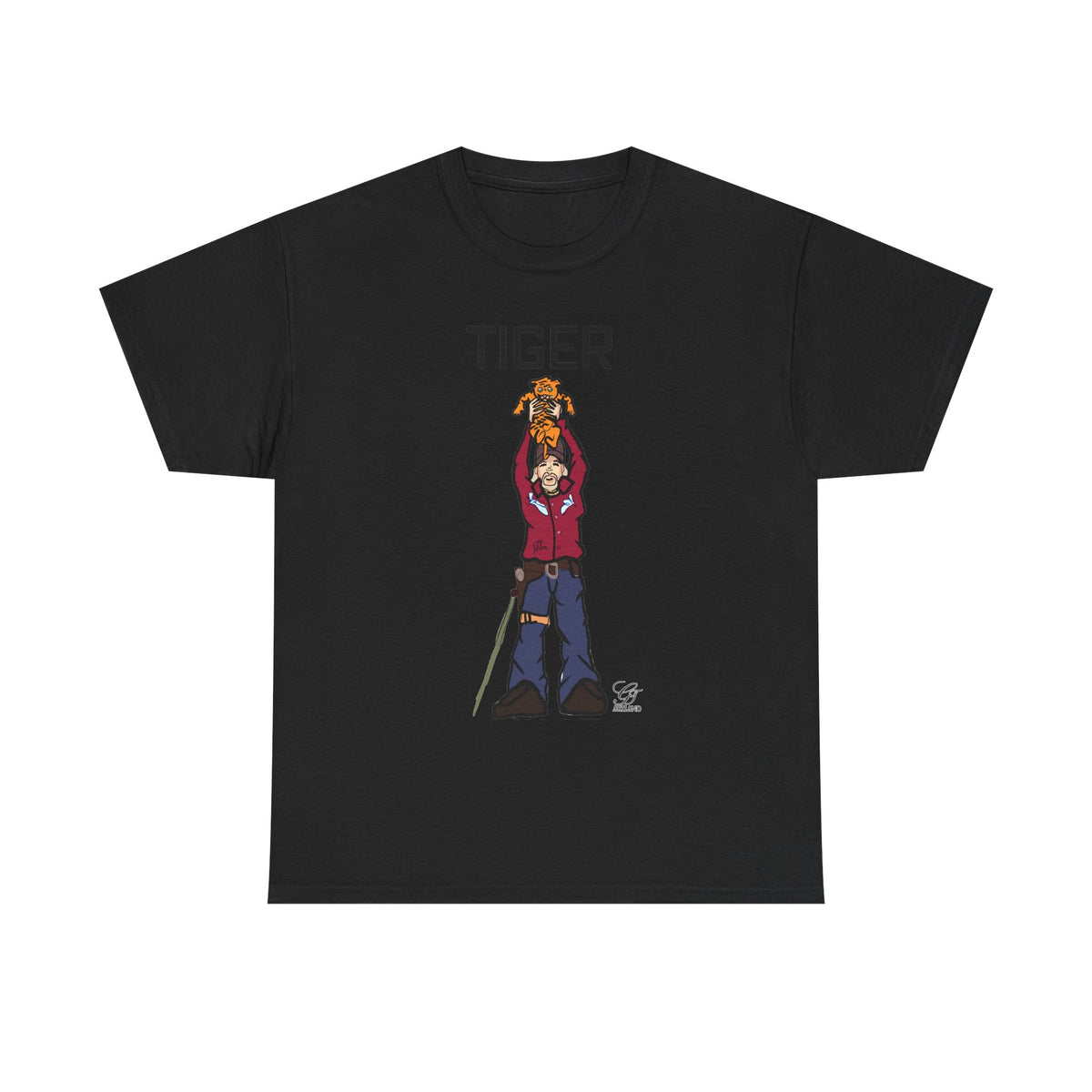 Tiger King T-Shirt | Character Holding Tiger Illustration by GT Artland