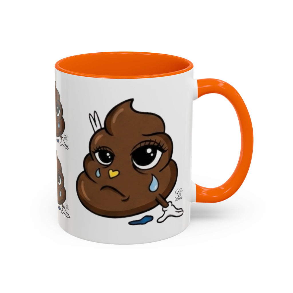 Sad Poop Emoji Coffee Mug — Funny Kawaii Gag Gift Accent Mug by GT Artland