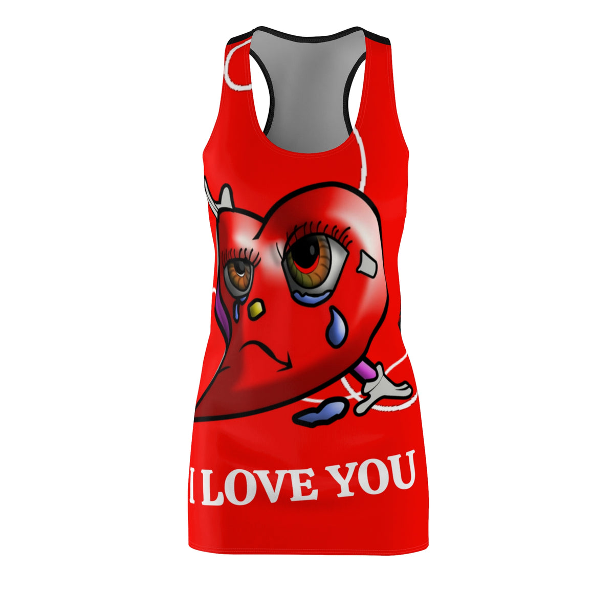 Crying Heart in Love Graphic Racerback Dress | I Love You