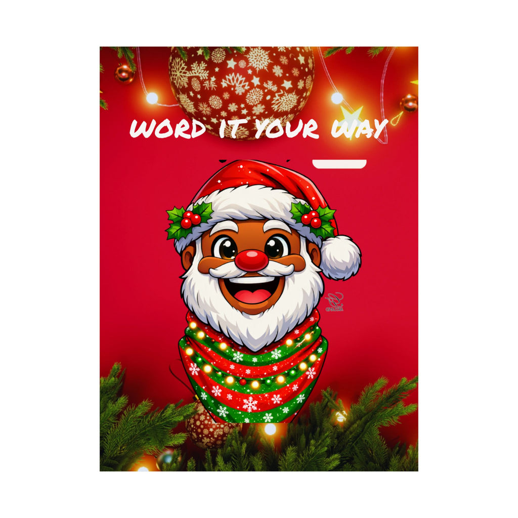 Word It Your Way  Ebony Santa Christmas Matte Vertical Poster by GT Artland