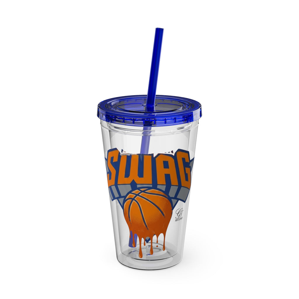 Swag Dripping Basketball Tumbler | 16oz Straw Cup by GT Artland