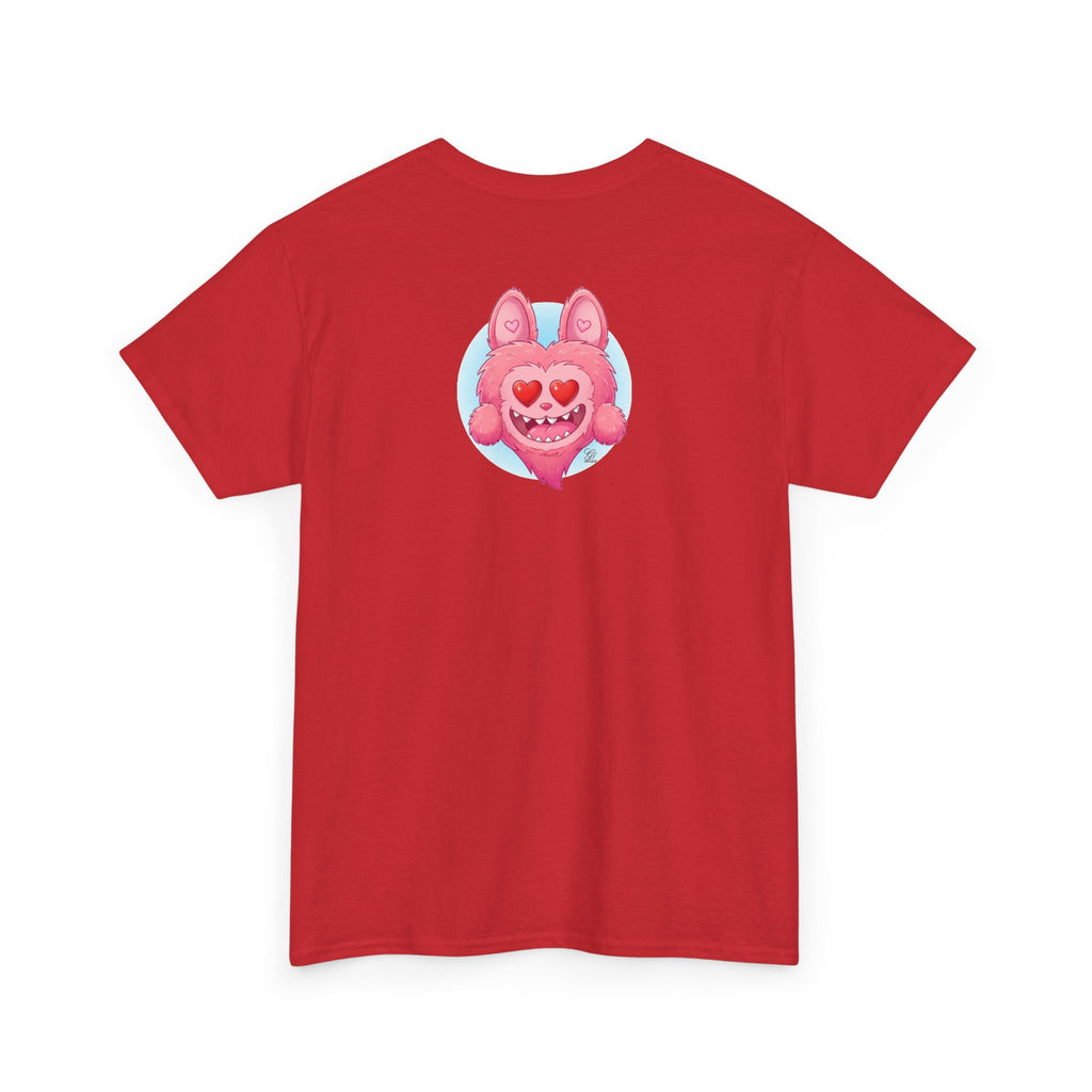 Pink Heart-Eyed Monster T-Shirt | Cute Fuzzy Creature by GT Artland