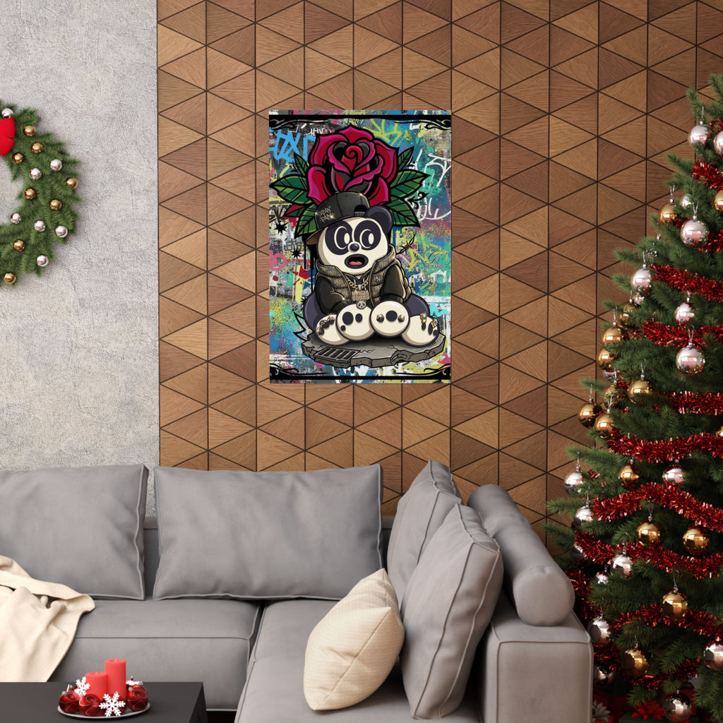 Graffiti Panda with Rose Poster | Matte Vertical Poster