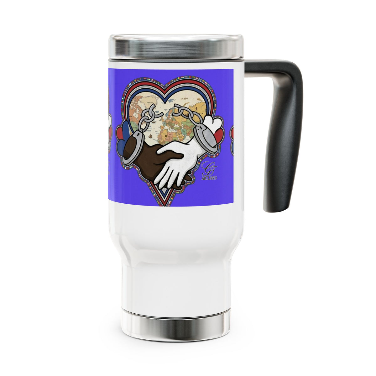 Vintage Heart Tea Kettle Illustration Travel Mug | 14oz Stainless Steel