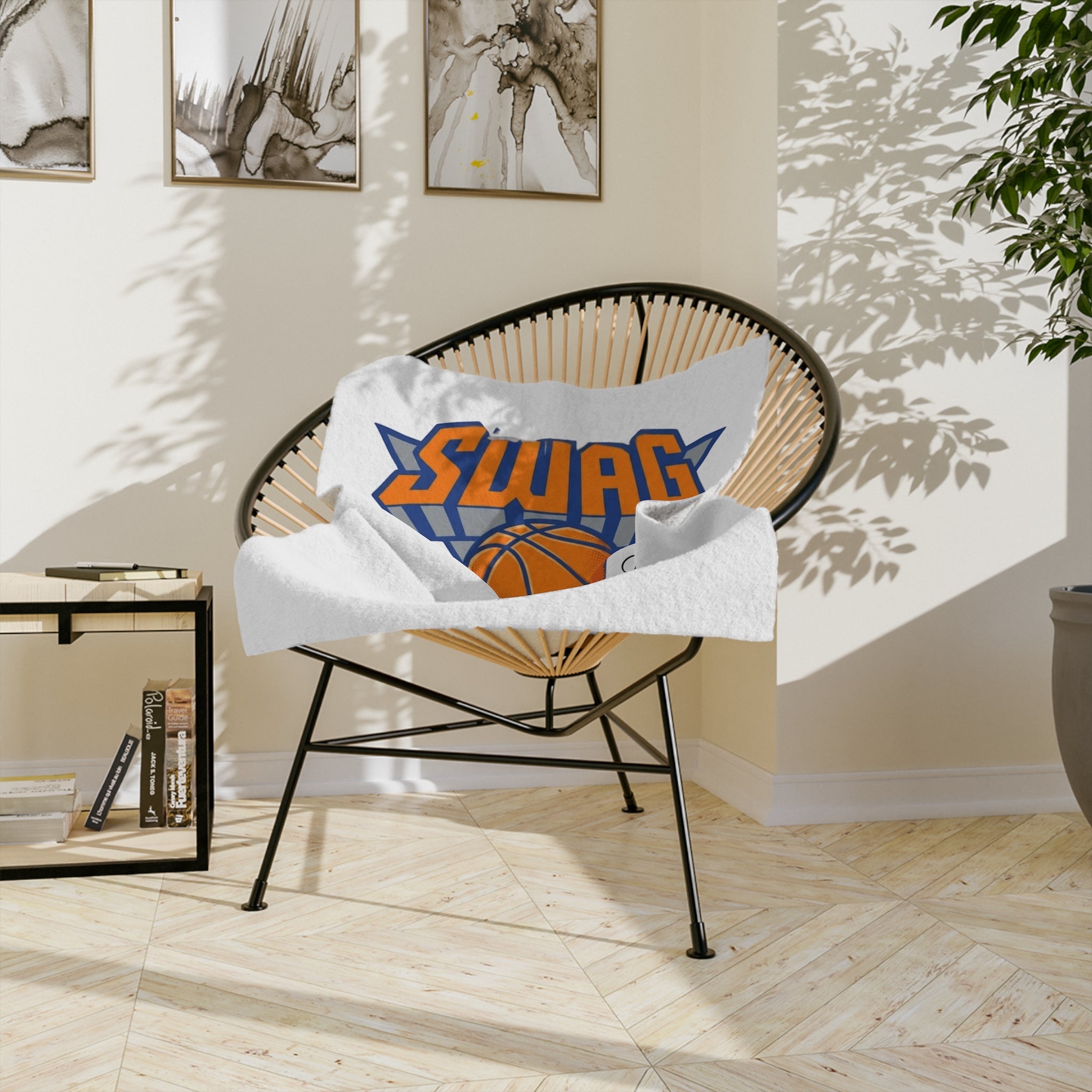 Dripping Basketball Swag Velveteen Blanket | Sports Logo Throw by GT Artland
