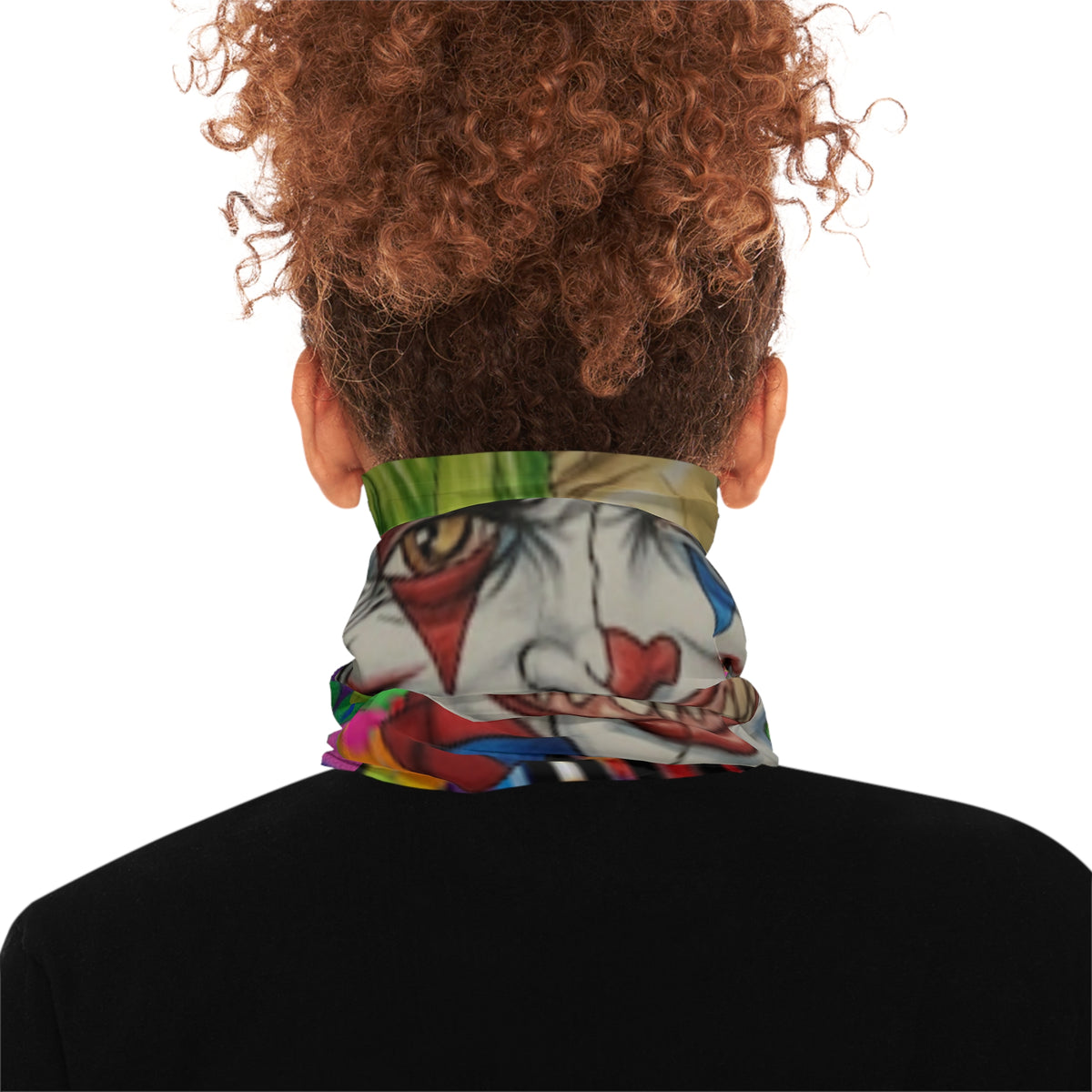 Joker Clown Split Face Neck Gaiter — Colorful Drip Camo Midweight Designer Face Mask by GT Artland