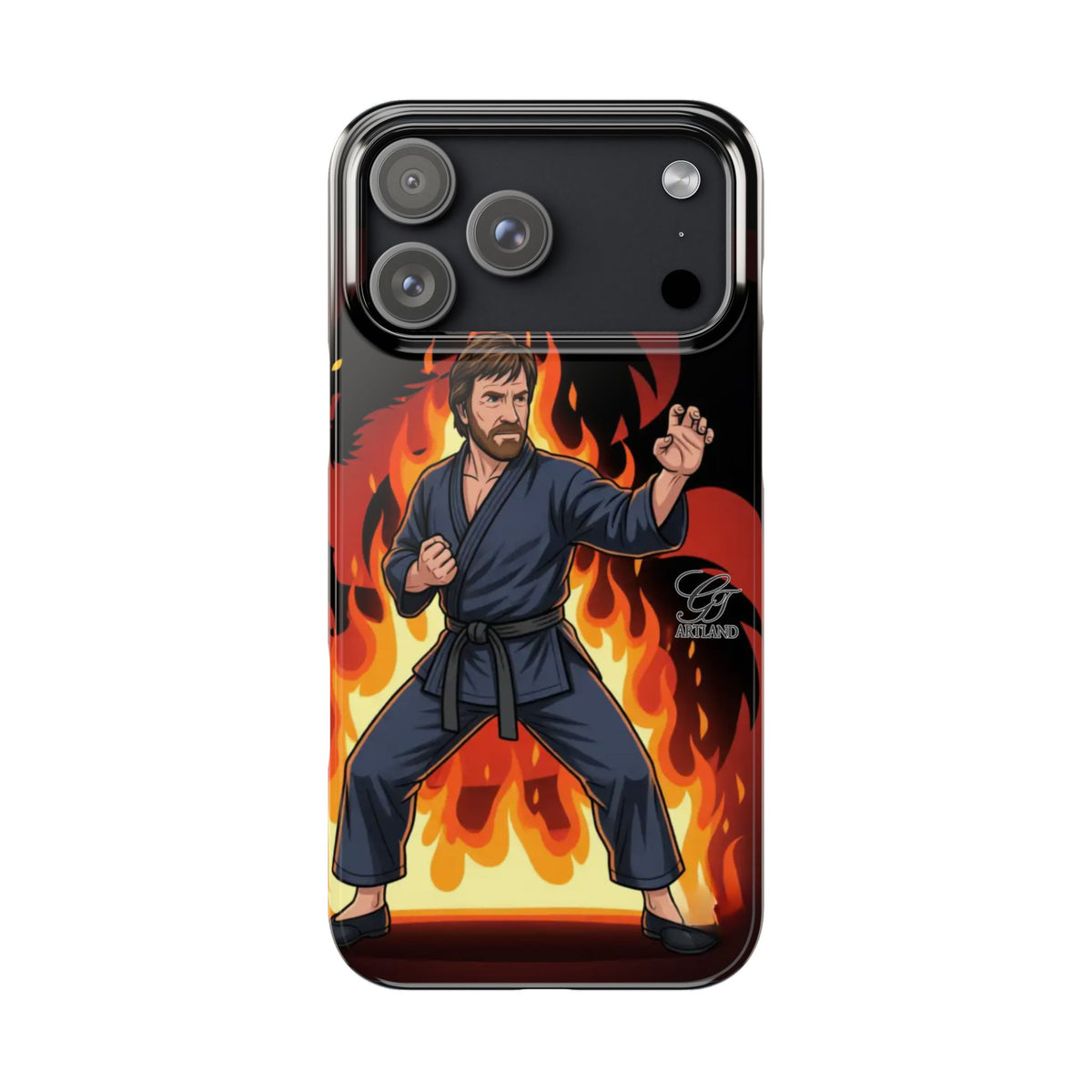 Martial Artist Illustration Slim Phone Case | Karate Fighter Flames by GT Artland