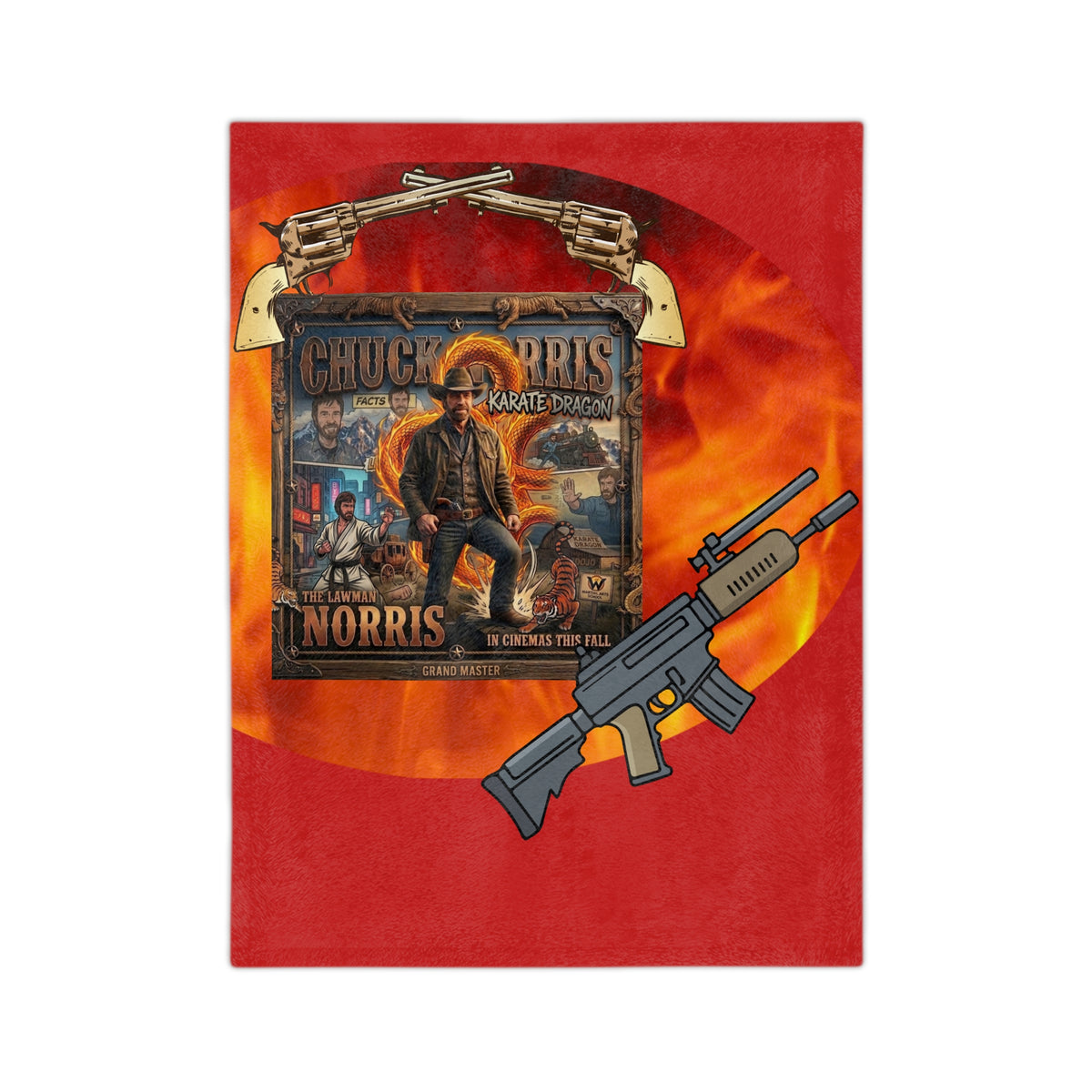 Chuck Norris Western Flame  Blanket