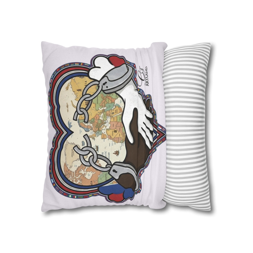 Interracial Handshake Heart Pillowcase | Decorative Throw Pillowcase by GT Artland