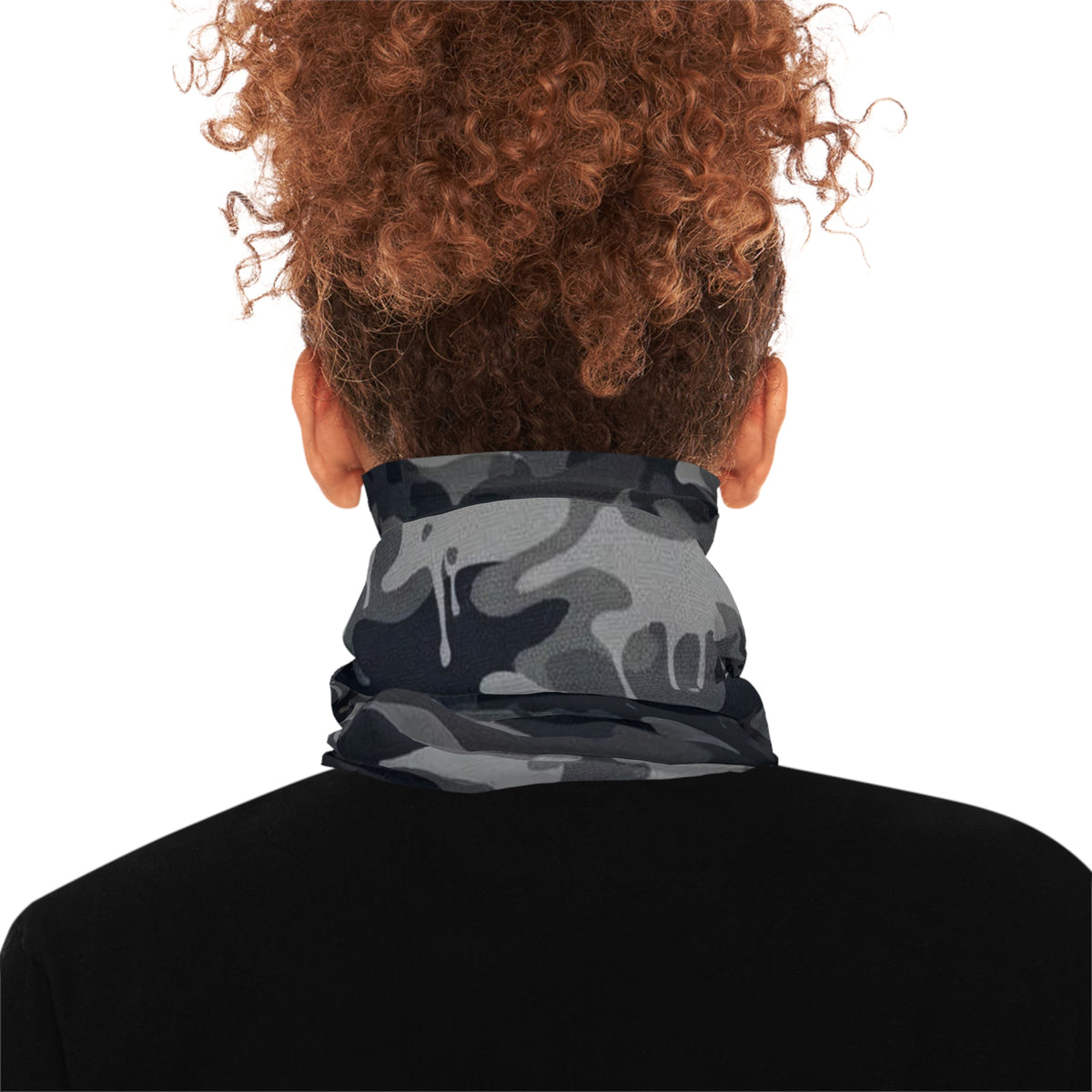 Camo Militant Drip Neck Gaiter —Black and Gray Designer Urban Camouflage Face Mask & Headband by GT Artland