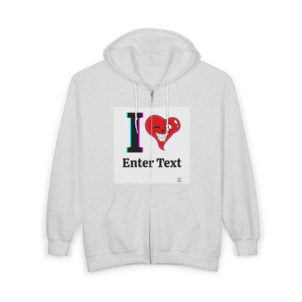 Unisex I LOVE Heavy Blend Full Zip Hooded Sweatshirt Hoodie | Full Zip Sweatshirt
