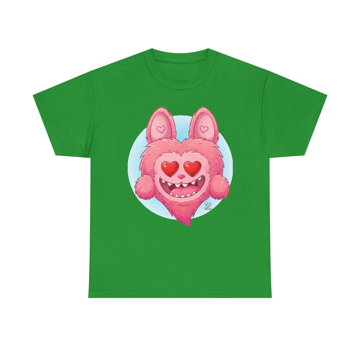 Pink Heart-Eyed Monster T-Shirt | Cute Fuzzy Creature by GT Artland