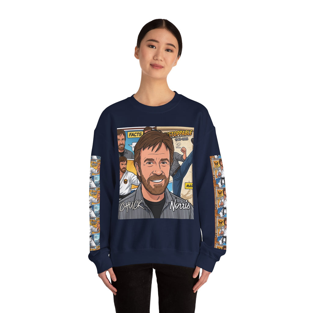 Chuck Norris Toon Urban Retro Martial Arts Legend Crewneck Sweatshirt