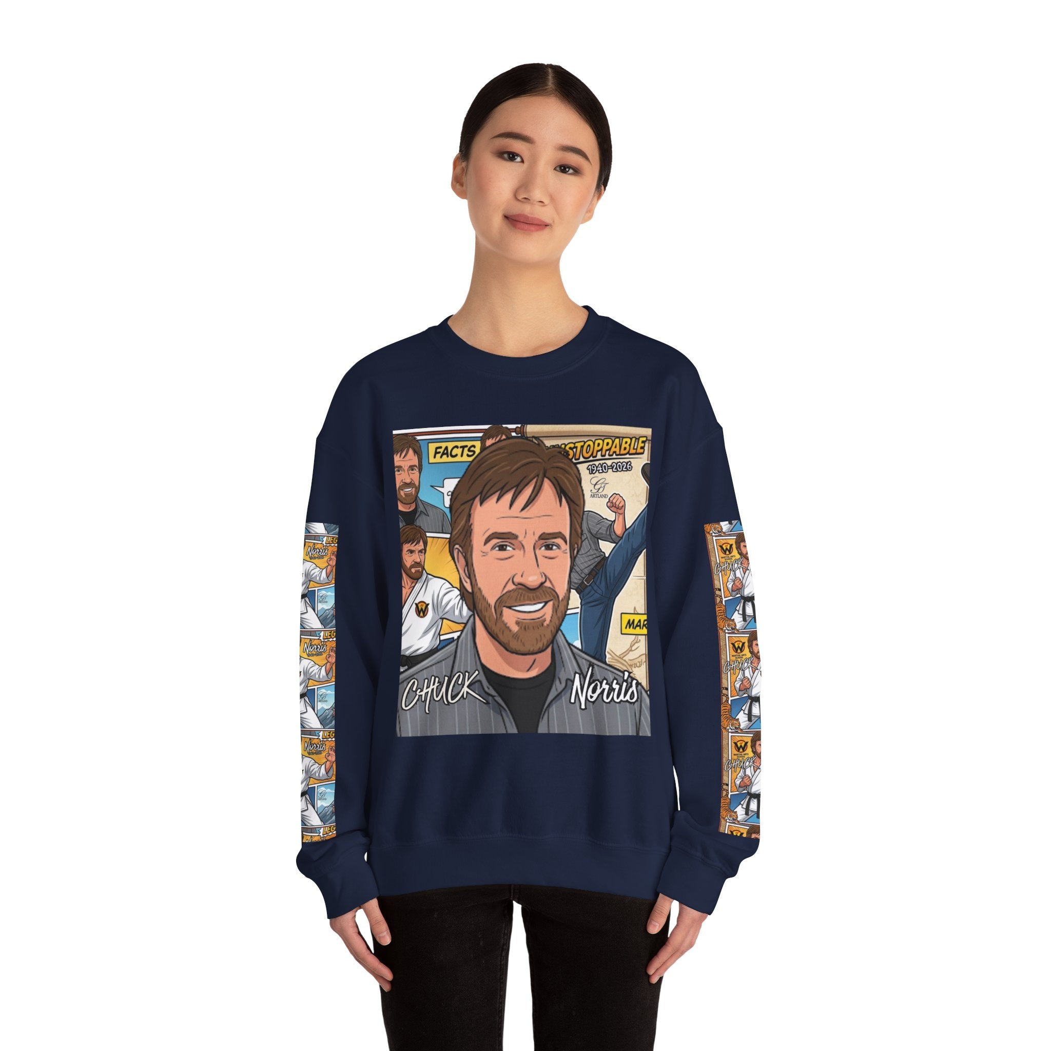 Chuck Norris Toon Urban Retro Martial Arts Legend Crewneck Sweatshirt