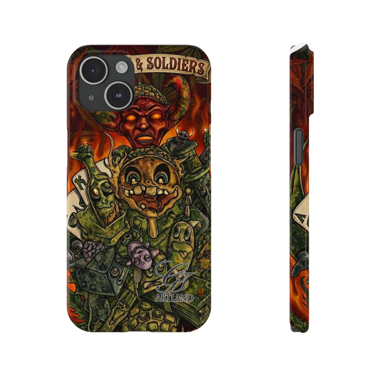 Devils Army Illustration Slim Phone Case | Horror Soldier Art by GT Artland