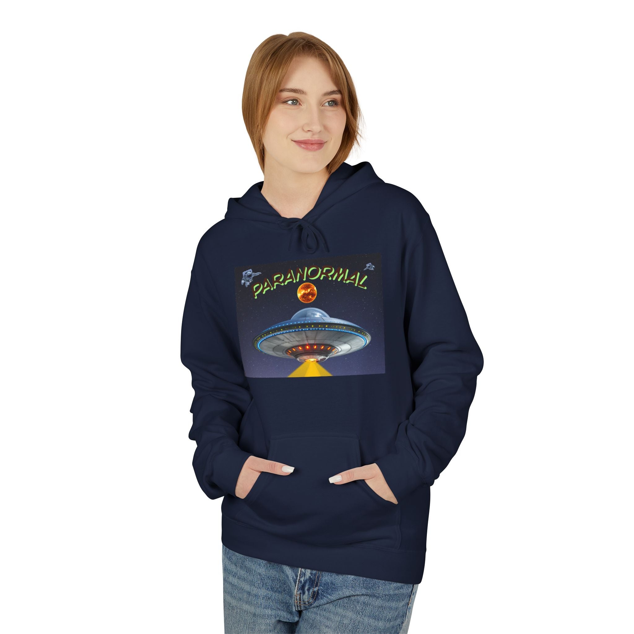 Retro UFO Spaceship Hoodie | Paranormal Alien Abduction Design