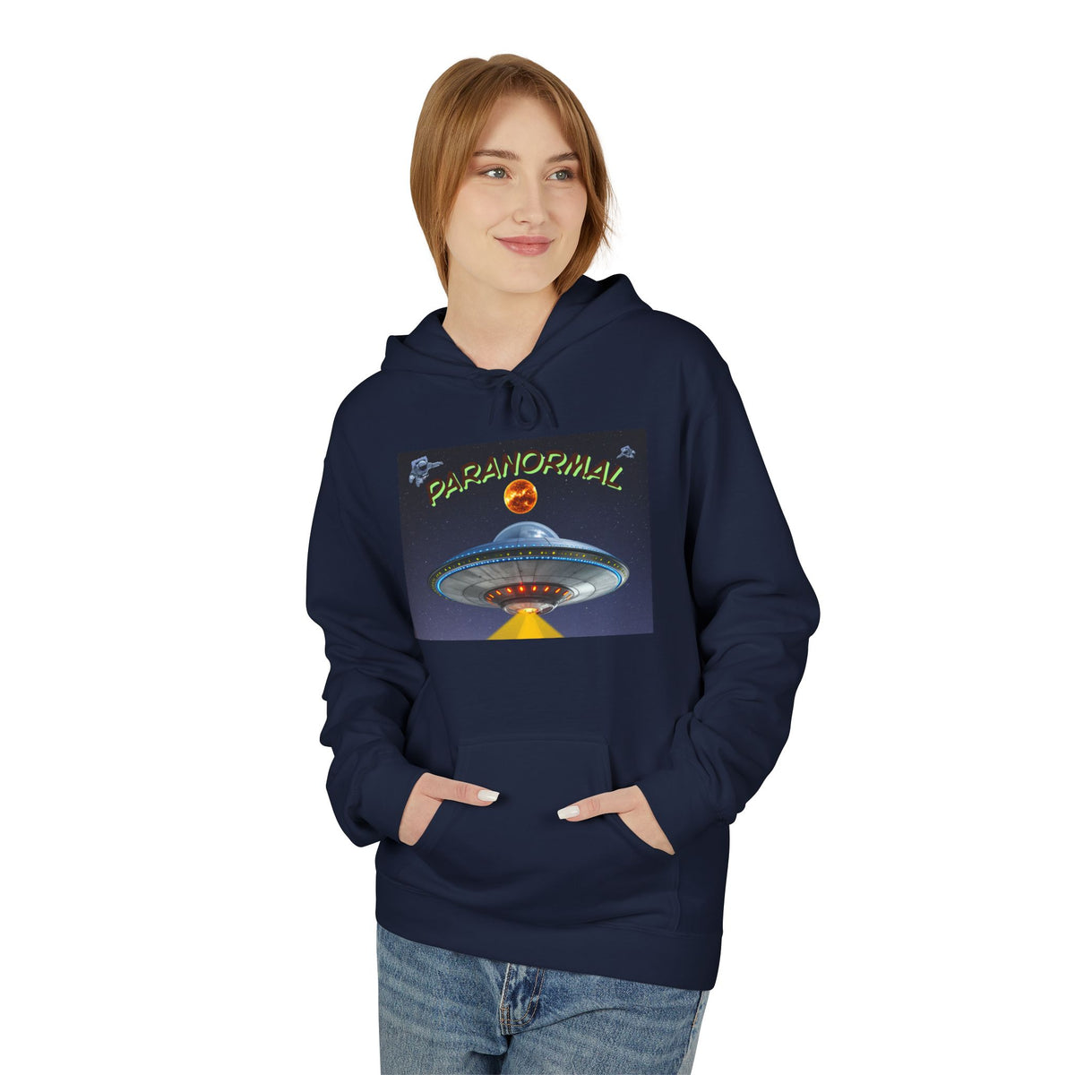 Retro UFO Spaceship Hoodie | Paranormal Alien Abduction Design