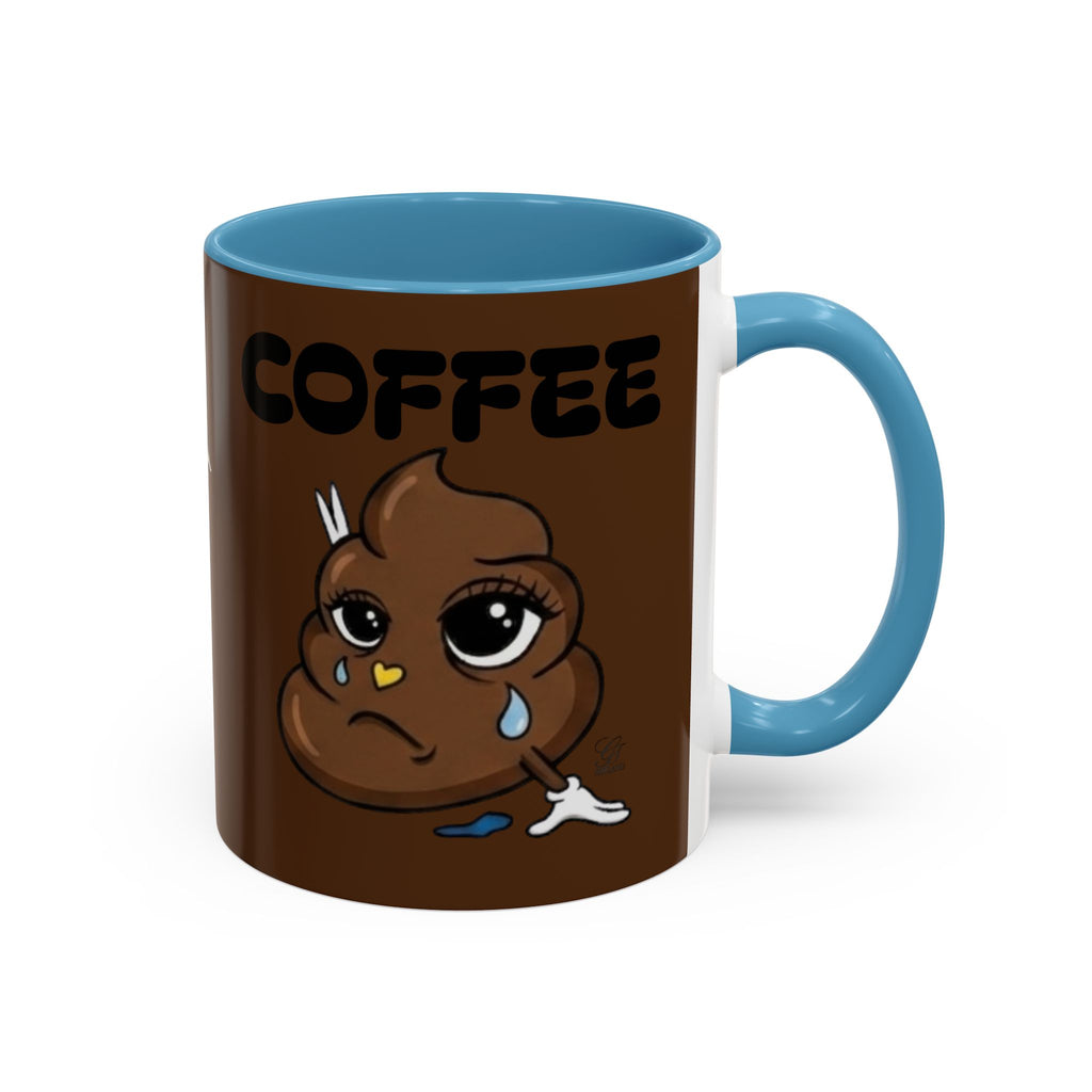 Coffee Mug — Cute Crying Poop Emoji 'COFFEE' Accent Ceramic Mug (11/15 oz) by GT Artland