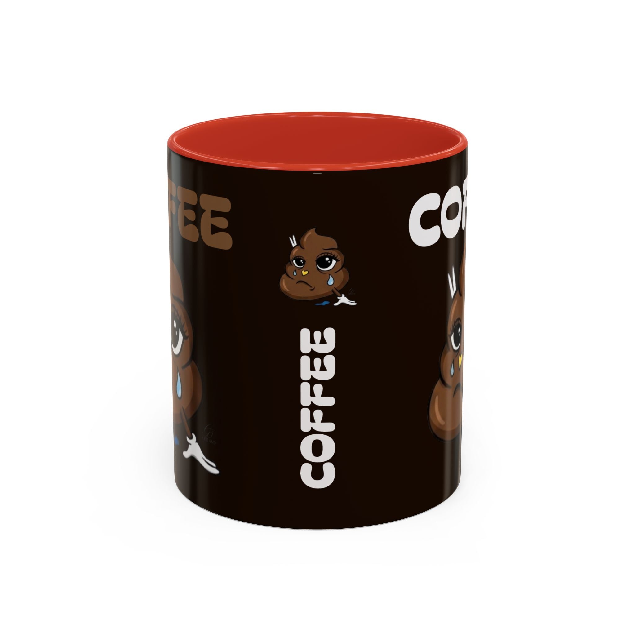 Coffee Mug — Cute Sad Poop Emoji with “COFFEE” Text Accent Mug by GT Artland