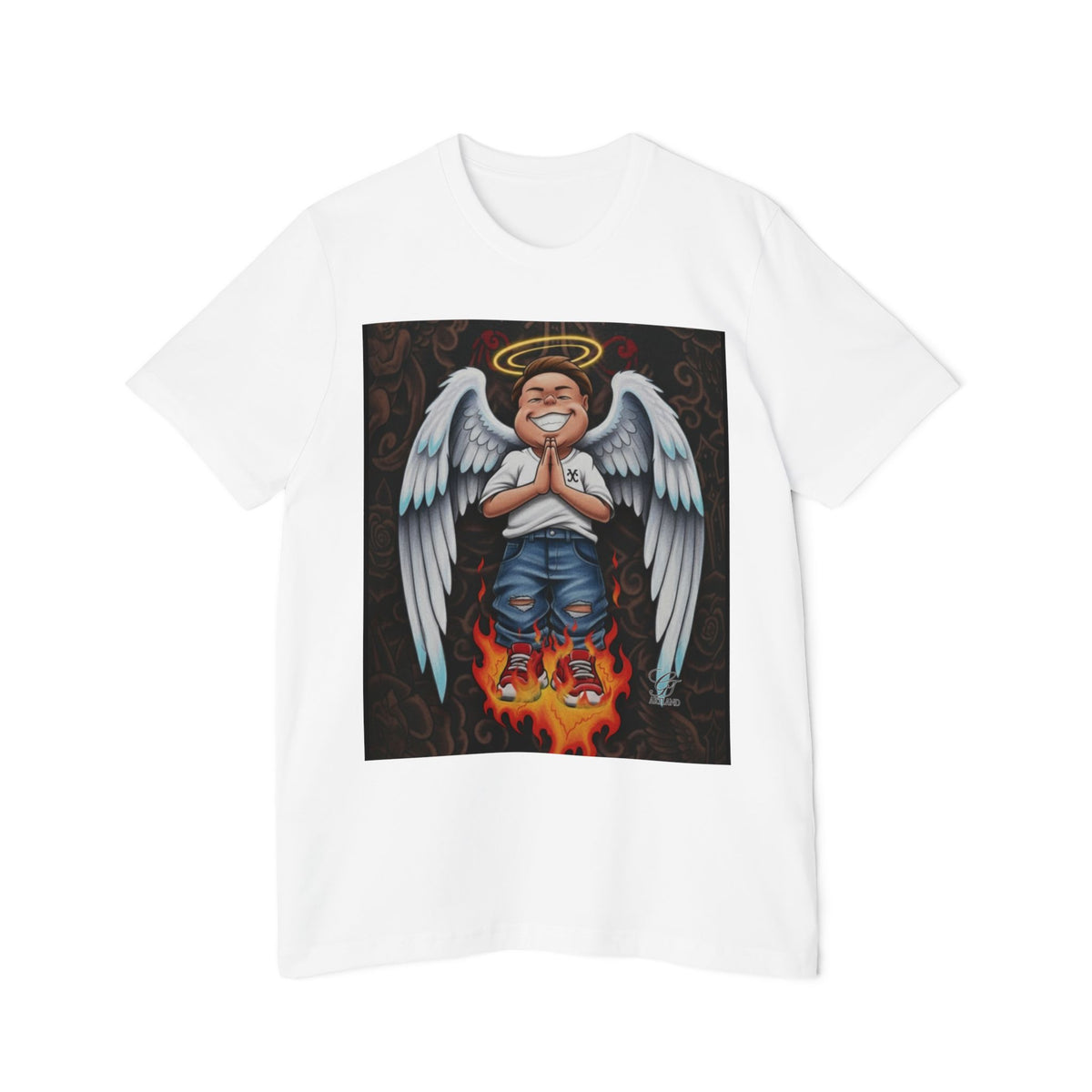 Angel Boy Praying USA-Made Unisex Short-Sleeve Jersey T-Shirt