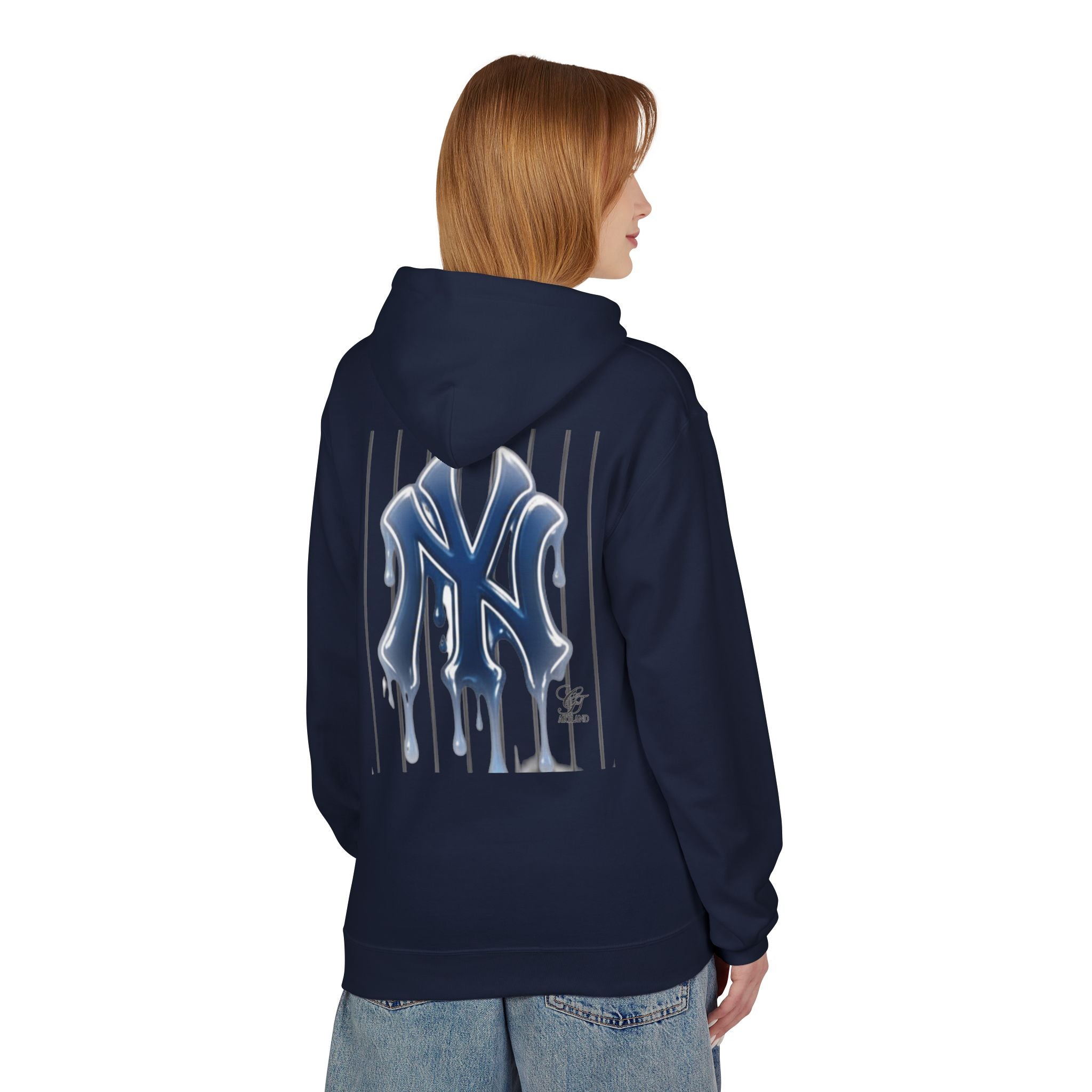 Dripping NY Fan Gear Logo Hoodie | Baseball Pinstripe Streetwear by GT Artland