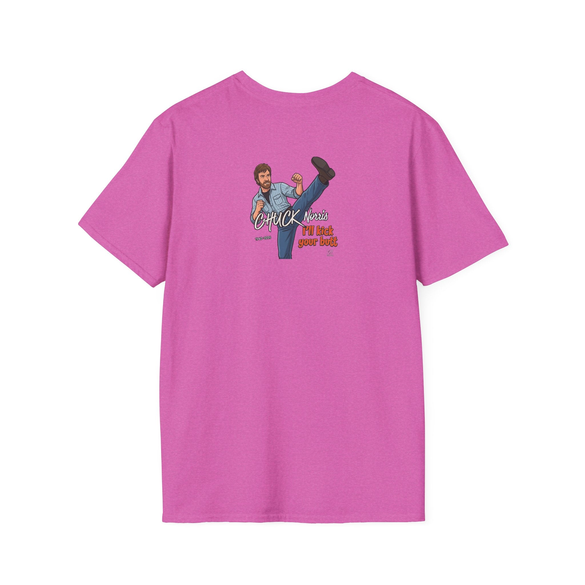 Chuck Norris Kick Illustration T-Shirt | I'll Kick Your Butt text by GT Artland