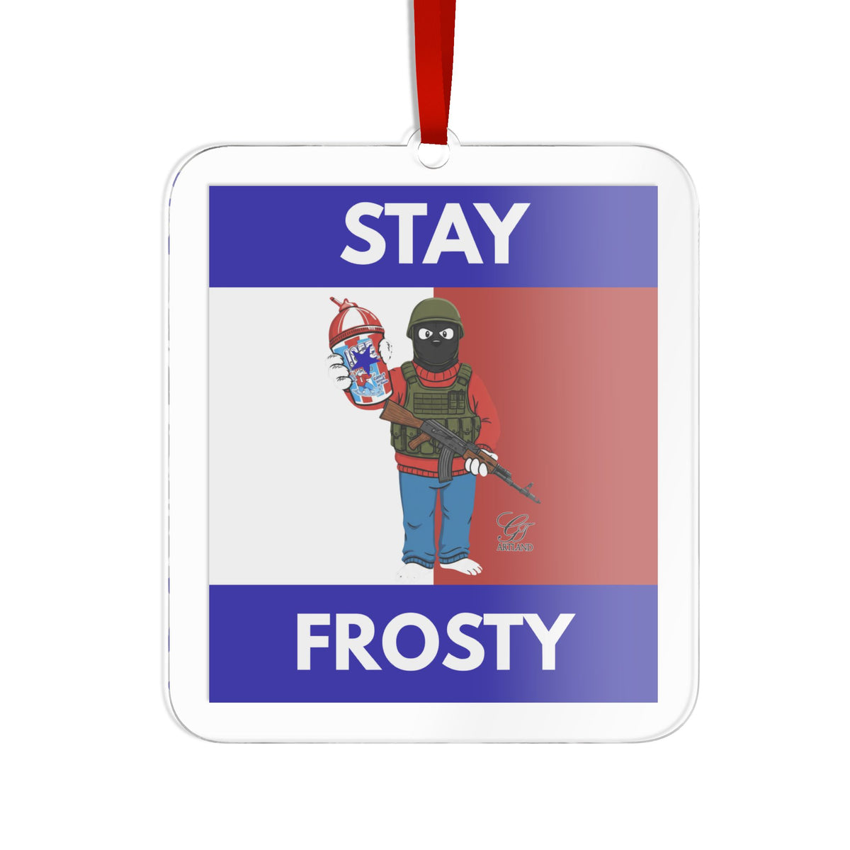 Stay Frosty Snowboarder Acrylic Ornament by GT Artland